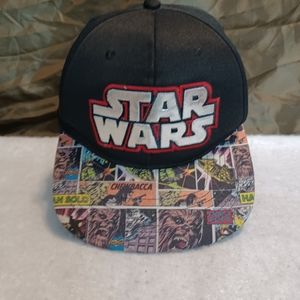 Star Wars Silver Embroidered Comic Strip Brim Baseball Cap Chewbacca Snapback